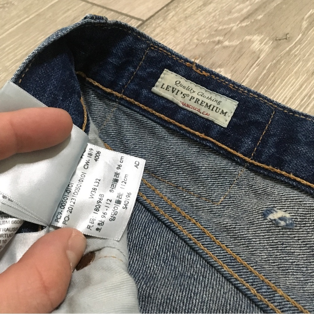 Levis 501 Jeans W38 L32 Blue Straight Button Fly Denim - Picture 8 of 11